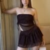 Top Strapless Microtul Brillo