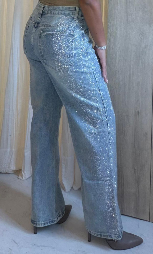 Wide Leg Strass Lateral